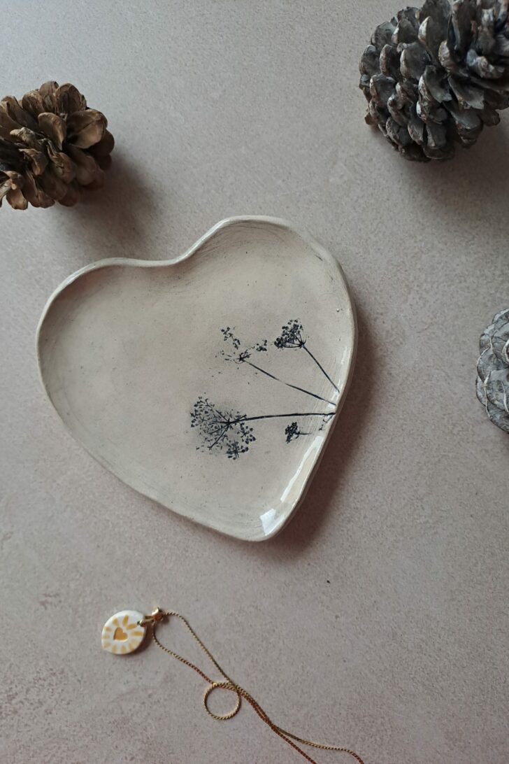 Porte-bijoux céramique décor floral noir