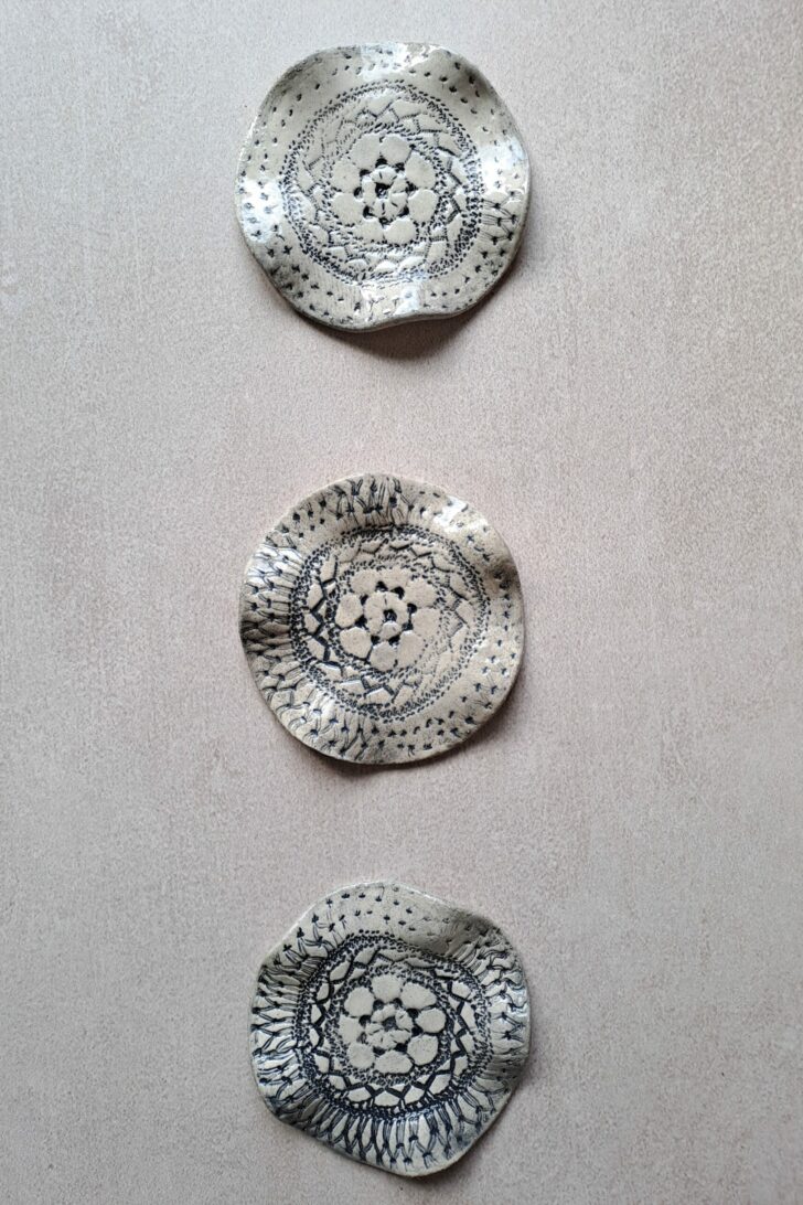 Photophore en céramique dentelle noire