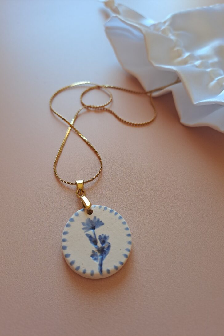 Collier Fleur Bleue - céramique artisanale