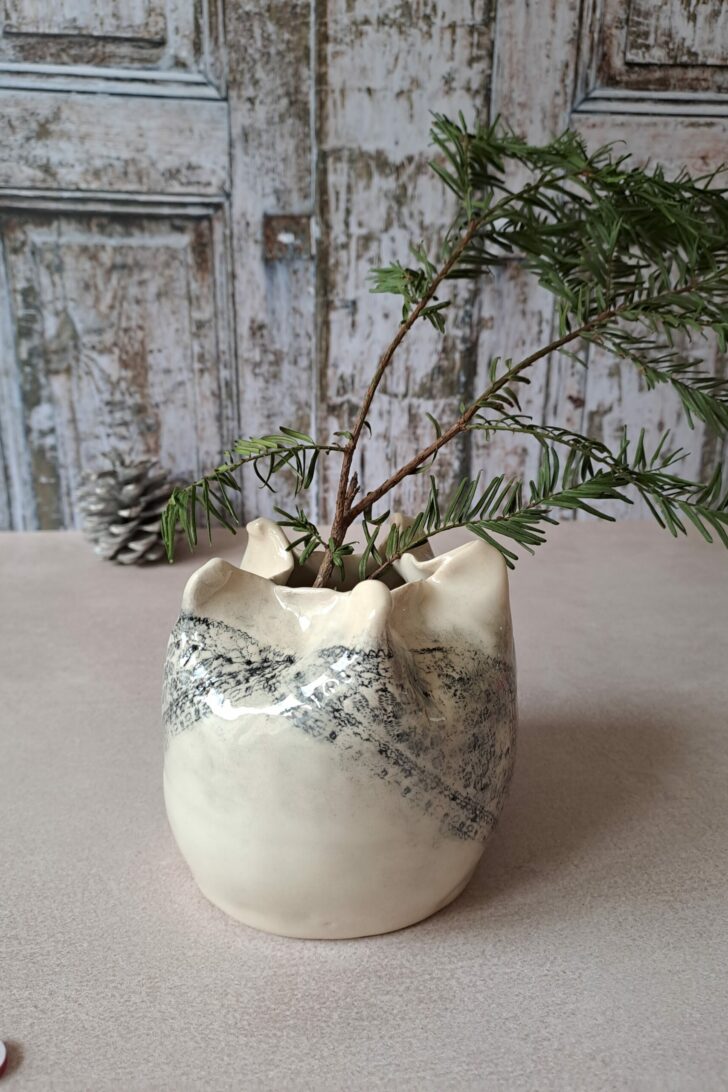 Petit vase en grès Etoffe - Pièce unique